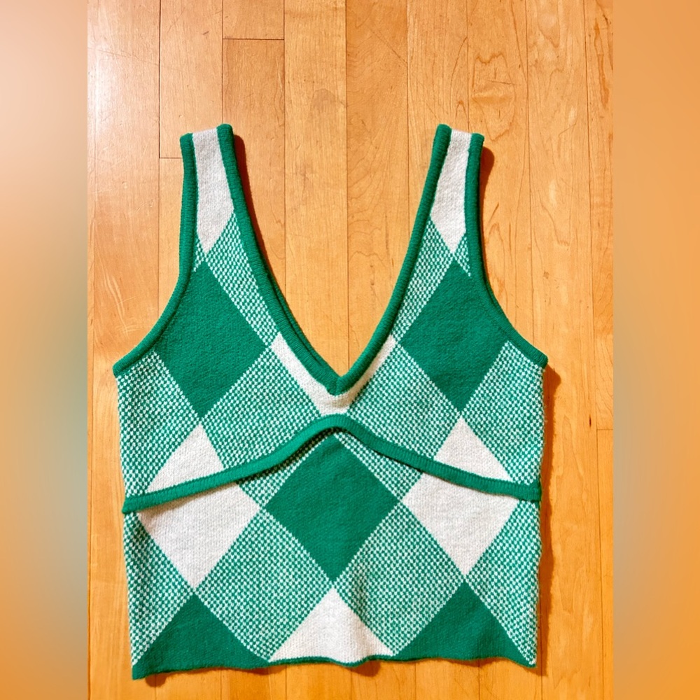 Green Sweater Tank Top